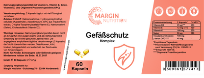 Gefäßschutz Komplex / Mit Vitamin C, Selen, Vitamin E, Vitamin D3 und Oligomere Proanthocyanidine (30, 60, 2x60, 3x60 Vegane Kapseln)