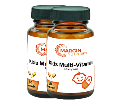 Kids Multivitamin Komplex / Mit Vitamin A, Vitamin D3, Vitamin E, Vitamin C und B-Vitaminen (30, 60, 2x60, 3x60 Vegane Kapseln)