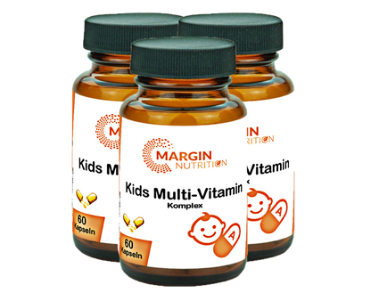 Kids Multivitamin Komplex / Mit Vitamin A, Vitamin D3, Vitamin E, Vitamin C und B-Vitaminen (30, 60, 2x60, 3x60 Vegane Kapseln)