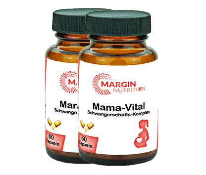 Mama-Vital Schwangerschafts-Komplex / Mit Folsäure, Eisen, Jod, Biotin, Vitamin B12 und Vitamin D3 (30, 60, 2x60, 3x60 Vegane Kapseln)