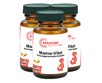 Mama-Vital Schwangerschafts-Komplex / Mit Folsäure, Eisen, Jod, Biotin, Vitamin B12 und Vitamin D3 (30, 60, 2x60, 3x60 Vegane Kapseln)