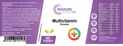 Multivitamin Komplex / Mit Vitaminen, Mineralstoffen und Pflanzenextrakten (30, 60, 2x60, 3x60 Vegane Kapseln)