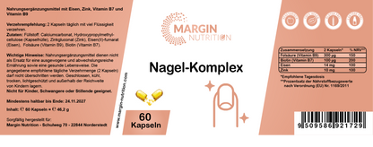 Nagel-Komplex / Mit Eisen, Zink, Vitamin B7 (Biotin) und Vitamin B9 (Folsäure) (30, 60, 2x60, 3x60 Vegane Kapseln)