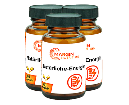Natürliche-Energie / Mit B-Vitaminen, Coenzym Q10, Oligomere Proanthocyanidine (OPC) und Ashwagandha-Extrakt (30, 60, 2x60, 3x60 Vegane Kapseln)