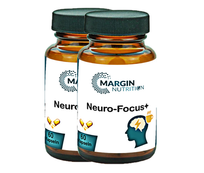 Neuro-Focus+ / Mit Koffein, Vitamin B12, Coenzym Q10 und Zink (30, 60, 2x60, 3x60 Vegane Kapseln)
