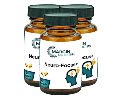 Neuro-Focus+ / Mit Koffein, Vitamin B12, Coenzym Q10 und Zink (30, 60, 2x60, 3x60 Vegane Kapseln)