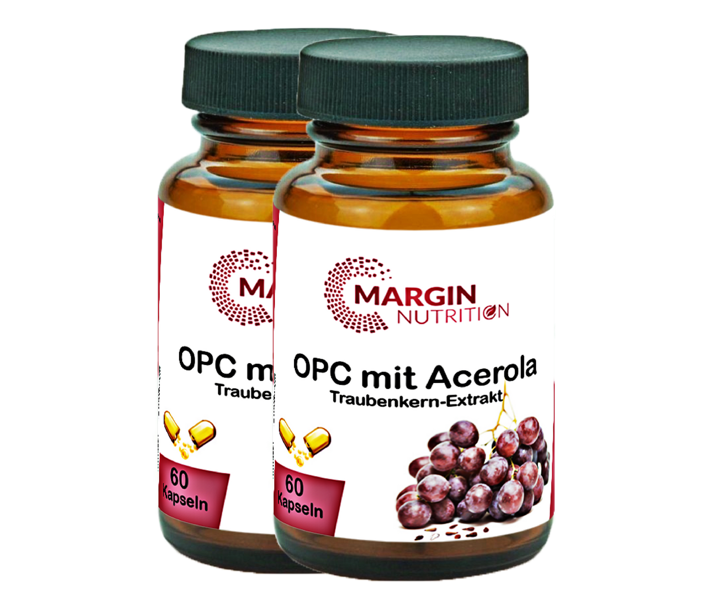 OPC Traubenkern-Extrakt mit Acerola-Extrakt / Hochdosiert 360 mg Traubenkern-Extrakt und 90 mg Acerola-Extrakt pro Tagesdosis (30, 60, 2x60, 3x60 Vegane Kapseln)