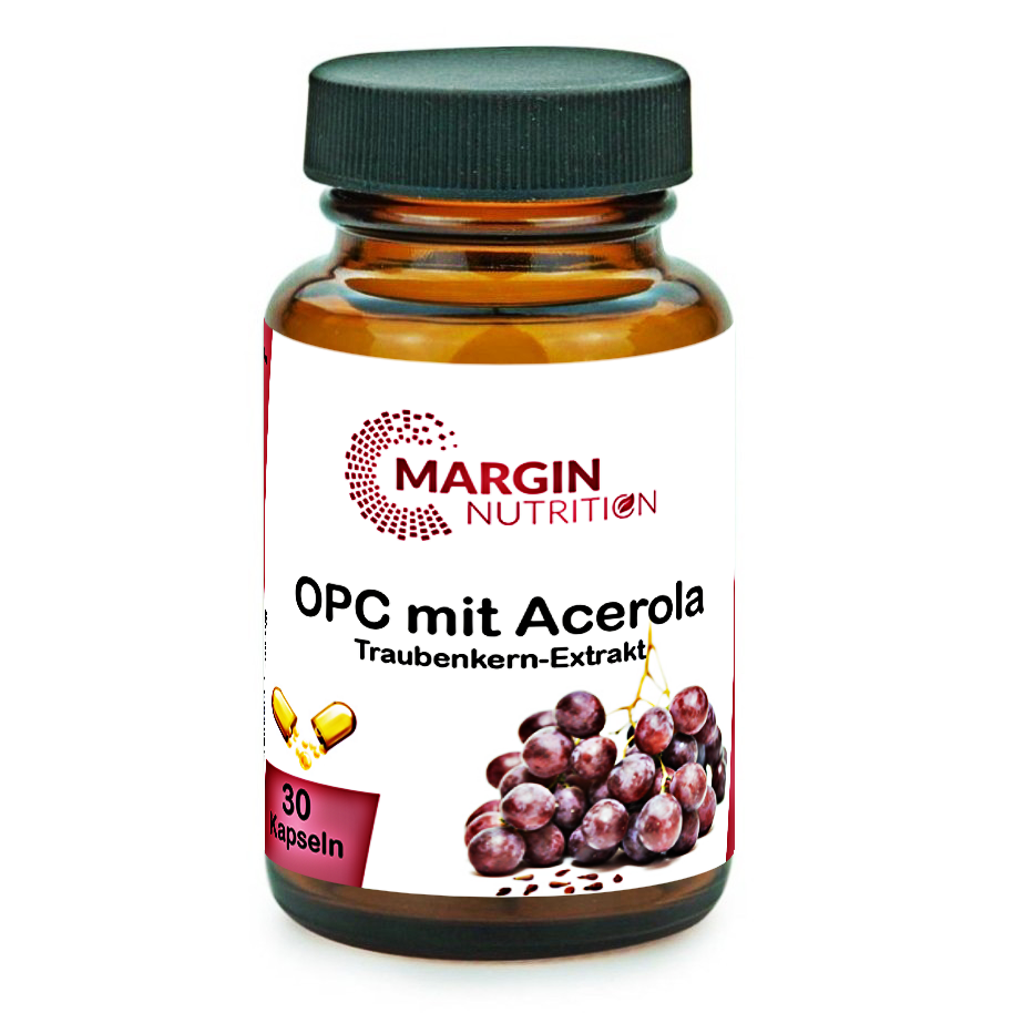 OPC Traubenkern-Extrakt mit Acerola-Extrakt / Hochdosiert 360 mg Traubenkern-Extrakt und 90 mg Acerola-Extrakt pro Tagesdosis (30, 60, 2x60, 3x60 Vegane Kapseln)