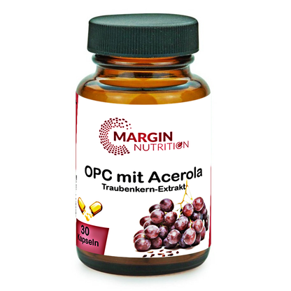 OPC Traubenkern-Extrakt mit Acerola-Extrakt / Hochdosiert 360 mg Traubenkern-Extrakt und 90 mg Acerola-Extrakt pro Tagesdosis (30, 60, 2x60, 3x60 Vegane Kapseln)