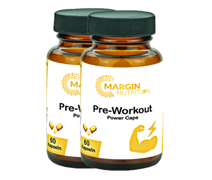 Pre-Workout Power-Caps / Mit Koffein, Vitamin B3 (Niacin), Vitamin B12, Vitamin C und Coenzym Q10 (30, 60, 2x60, 3x60 Vegane Kapseln)