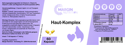 Haut-Komplex – Mit Vitamin A, Vitamin E, Vitamin C, Zink und Oligomere Proanthocyanidine (OPC) | 30, 60, 2×60, 3×60 vegane Kapseln