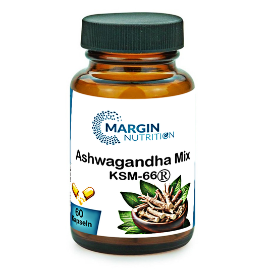 Ashwagandha Mix KSM-66® / Mit Ashwagandha KSM-66®, Magnesium, Zink und Vitamin B6 (30, 60, 2x60, 3x60 Vegane Kapseln)