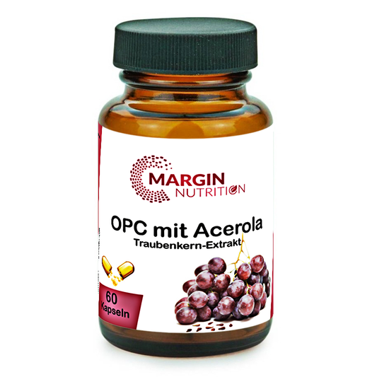 OPC Traubenkern-Extrakt mit Acerola-Extrakt / Hochdosiert 360 mg Traubenkern-Extrakt und 90 mg Acerola-Extrakt pro Tagesdosis (30, 60, 2x60, 3x60 Vegane Kapseln)