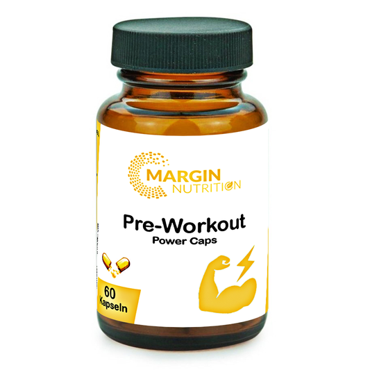 Pre-Workout Power-Caps / Mit Koffein, Vitamin B3 (Niacin), Vitamin B12, Vitamin C und Coenzym Q10 (30, 60, 2x60, 3x60 Vegane Kapseln)