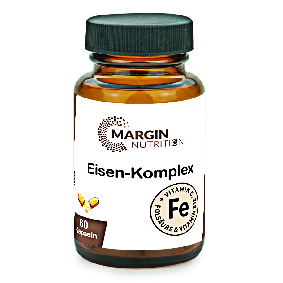 Eisen-Komplex / Mit Eisen, Vitamin C, Vitamin B9 (Folsäure), Vitamin B12 (30, 60, 2x60, 3x60 Vegane Kapseln)
