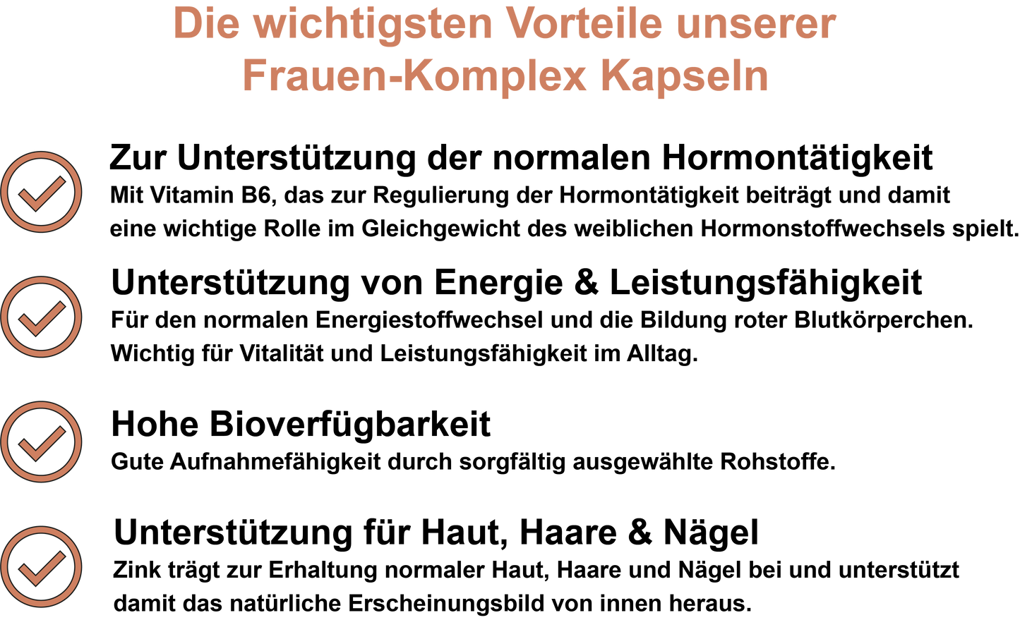 Frauen-Komplex – Mit allen 8 B-Vitaminen, Eisen und Zink | 30, 60, 2×60, 3×60 vegane Kapseln