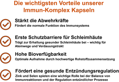 Immun-Komplex / Mit Vitamin C, Vitamin D3, Zink und Selen (30, 60, 2x60, 3x60 Vegane Kapseln)