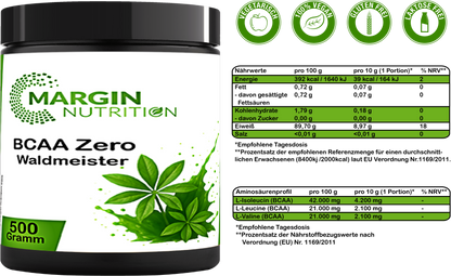 BCAA Zero Waldmeister – Zuckerfreies BCAA-Pulver | 250 g, 500 g, 2×500 g, 4×500 g