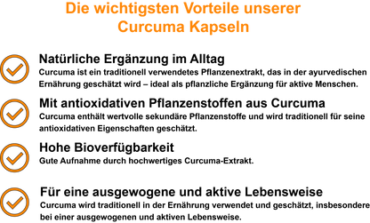 Curcuma / Hochdosiert 300 mg pro Tagesdosis (30, 60, 2x60, 3x60 Vegane Kapseln)
