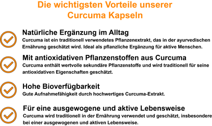 Curcuma – Hochdosiert 300 mg pro Tagesdosis | 30, 60, 2×60, 3×60 vegane Kapseln