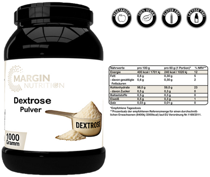 Dextrose – Schnell verfügbare Kohlenhydrate | 1000 g, 2×1000 g, 4×1000 g