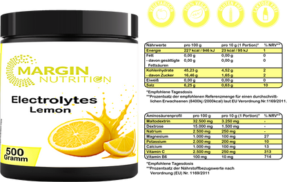 Electrolytes Lemon – Elektrolytpulver für Sport & Hydration | 250 g, 500 g, 2×500 g, 4×500 g