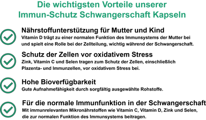 Immun-Schutz Schwangerschaft – Mit Vitamin C, Vitamin D3, Zink, Selen und Vitamin B12 | 30, 60, 2×60, 3×60 vegane Kapseln