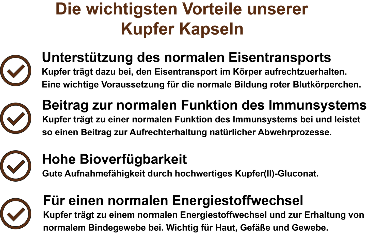 Kupfer – Hochdosiert 2 mg pro Tagesdosis | 30, 60, 2×60, 3×60 vegane Kapseln