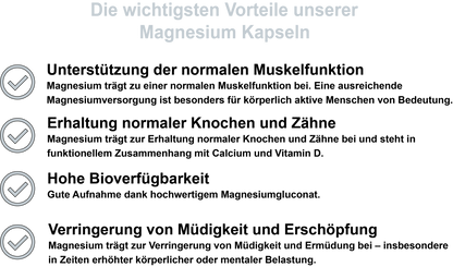 Magnesium / Hochdosiert 400 mg pro Tagesdosis (30, 60, 2x60, 3x60 Vegane Kapseln)