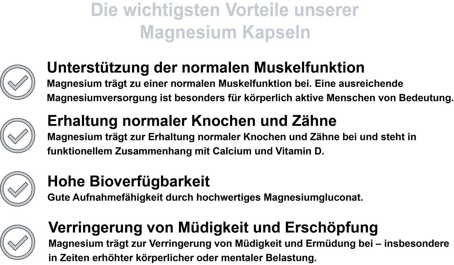 Magnesium – Hochdosiert 400 mg pro Tagesdosis | 30, 60, 2×60, 3×60 vegane Kapseln