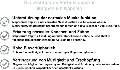 Magnesium – Hochdosiert 400 mg pro Tagesdosis | 30, 60, 2×60, 3×60 vegane Kapseln