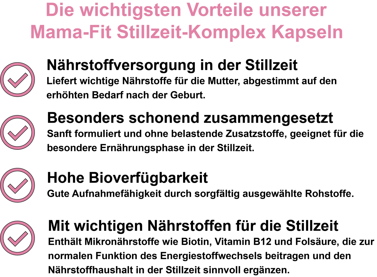 Mama-Fit Stillzeit-Komplex – Mit allen 8 B-Vitaminen, Vitamin C, Vitamin D3 und Coenzym Q10 | 30, 60, 2×60, 3×60 vegane Kapseln