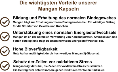 Mangan – Hochdosiert 3 mg pro Tagesdosis | 30, 60, 2×60, 3×60 vegane Kapseln
