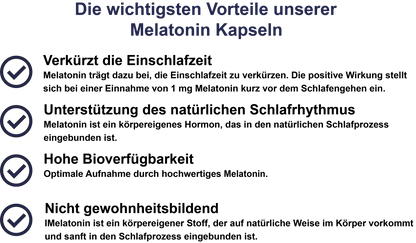 Melatonin / Mit 1 mg pro Tagesdosis (30, 60, 2x60, 3x60 Vegane Kapseln)