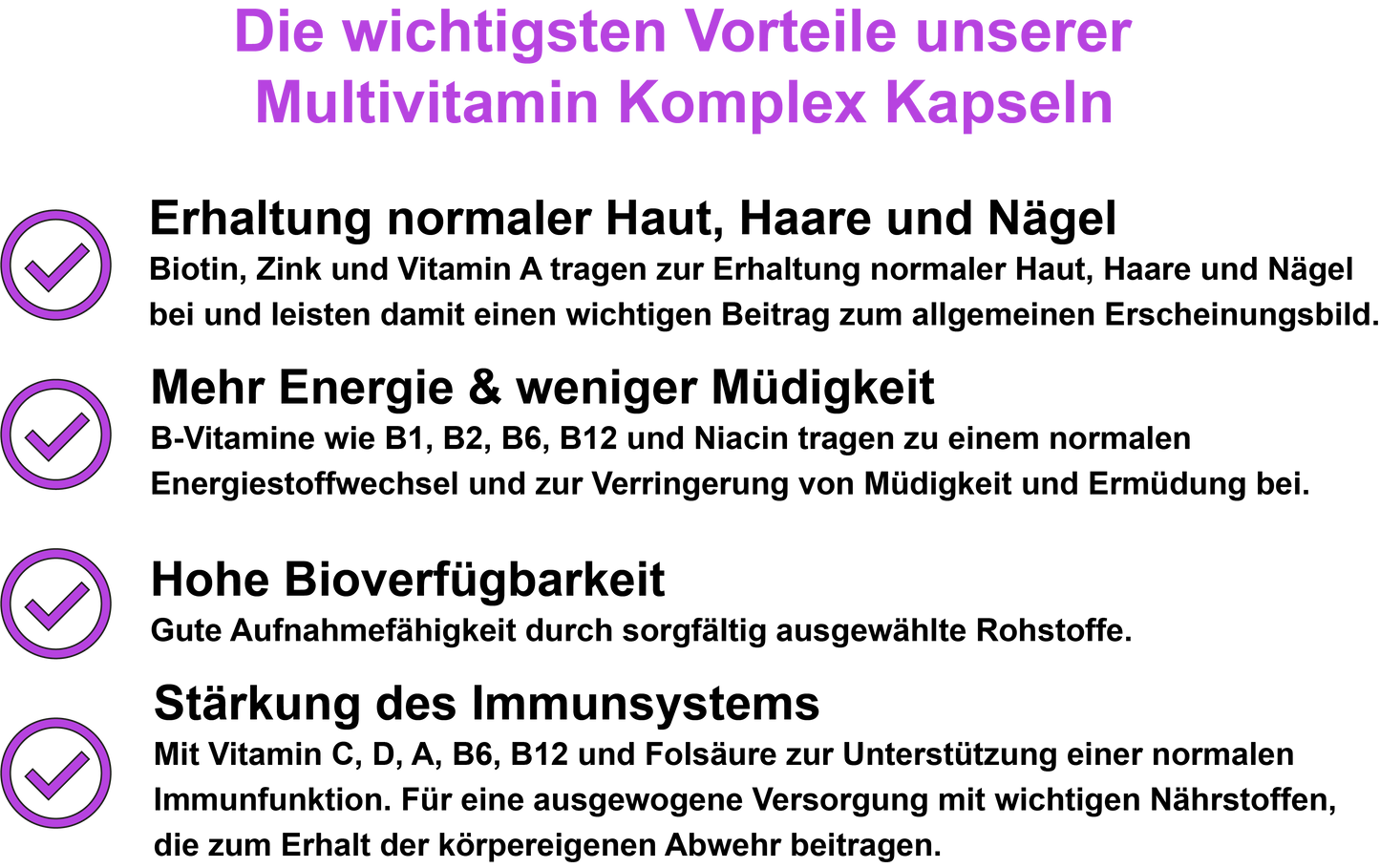 Multivitamin Komplex – Mit Vitaminen, Mineralstoffen und Pflanzenextrakten | 30, 60, 2×60, 3×60 vegane Kapseln