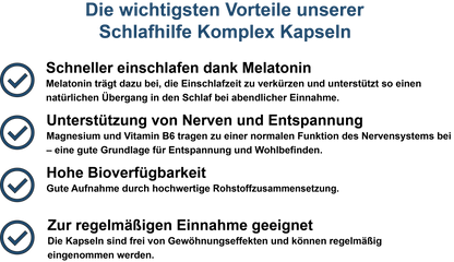 Schlafhilfe Komplex / Mit Melatonin, Magnesium, Ashwagandha und Vitamin B6 (30, 60, 2x60, 3x60 Vegane Kapseln)