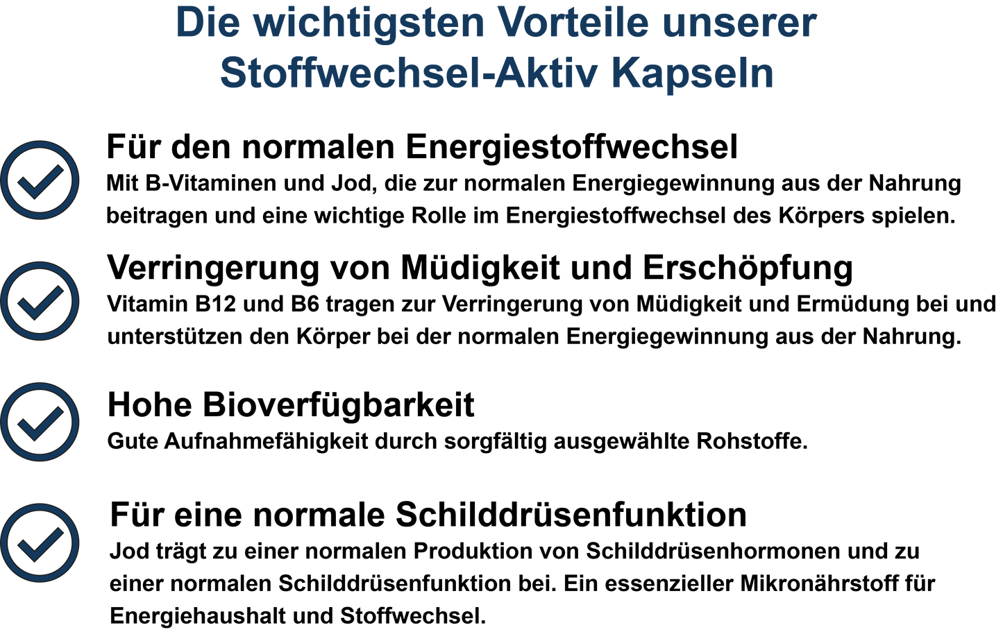 Stoffwechsel-Aktiv – Mit allen 8 B-Vitaminen, Chrom, Jod und Coenzym Q10 | 30, 60, 2×60, 3×60 vegane Kapseln