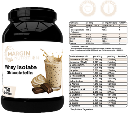 Whey Isolate Stracciatella – Hochwertiges Molkenprotein | 400 g, 750 g, 2×750 g, 4×750 g