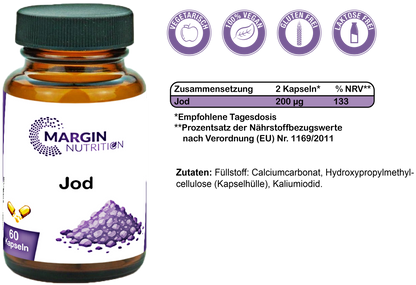 Jod / Hochdosiert 200 µg pro Tagesdosis (30, 60, 2x60, 3x60 Vegane Kapseln)