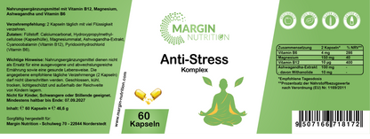 Anti-Stress Komplex / Mit Vitamin B12, Magnesium, Ashwagandha und Vitamin B6 (30, 60, 2x60, 3x60 Vegane Kapseln)