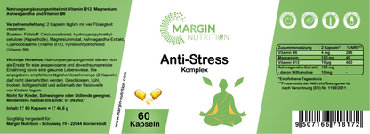 Anti-Stress Komplex – Mit Vitamin B12, Magnesium, Ashwagandha und Vitamin B6 | 30, 60, 2×60, 3×60 vegane Kapseln