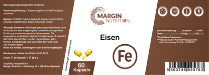 Eisen – Hochdosiert 35 mg pro Tagesdosis | 30, 60, 2×60, 3×60 vegane Kapseln