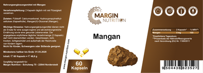 Mangan – Hochdosiert 3 mg pro Tagesdosis | 30, 60, 2×60, 3×60 vegane Kapseln