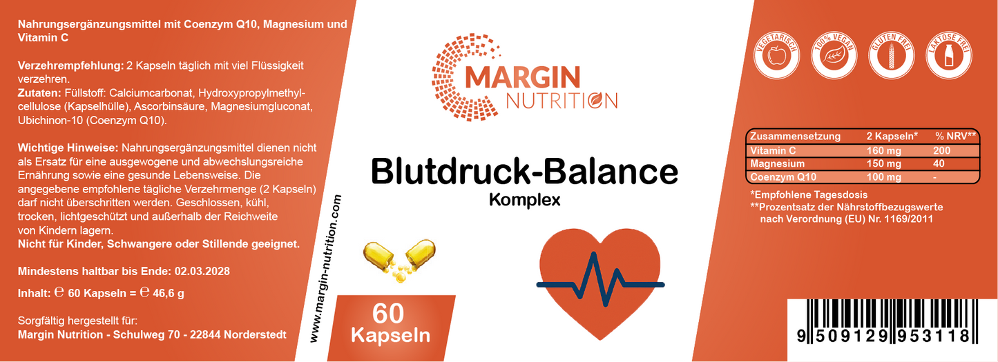 Blutdruck-Balance Komplex – Mit Coenzym Q10, Magnesium und Vitamin C