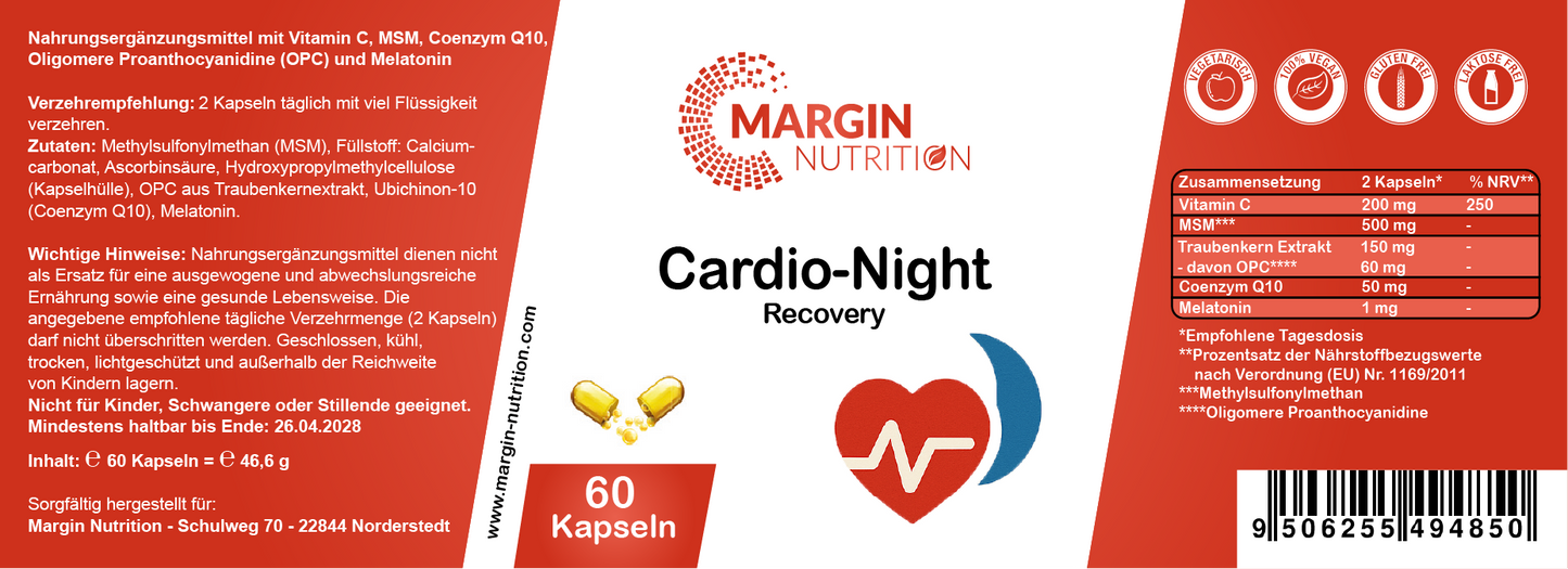 Cardio-Night Recovery – Mit Vitamin C, MSM, Coenzym Q10, Oligomere Proanthocyanidine (OPC) und Melatonin