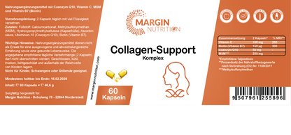 Collagen-Support Komplex / Mit Coenzym Q10, Vitamin C, MSM und Vitamin B7 (Biotin) (30, 60, 2x60, 3x60 Vegane Kapseln)