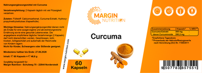 Curcuma / Hochdosiert 300 mg pro Tagesdosis (30, 60, 2x60, 3x60 Vegane Kapseln)