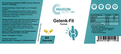 Gelenk-Fit Formel / Mit MSM, Curcuma, Vitamin D3, Vitamin C und Mangan (30, 60, 2x60, 3x60 Vegane Kapseln)