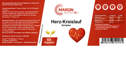 Herz-Kreislauf Komplex / Mit Magnesium, Vitamin D3, Vitamin K2 und Coenzym Q10 (30, 60, 2x60, 3x60 Vegane Kapseln)