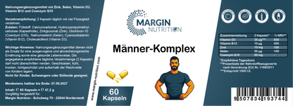 Männer-Komplex – Mit Zink, Selen, Vitamin D3, Vitamin B12 und Coenzym Q10 | 30, 60, 2×60, 3×60 vegane Kapseln